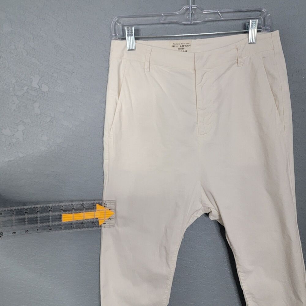 Nili Lotan Paris Pant in Eggshell Drop Crotch Cotton Twill Size 2 Edgy USA Work - Picture 4 of 17